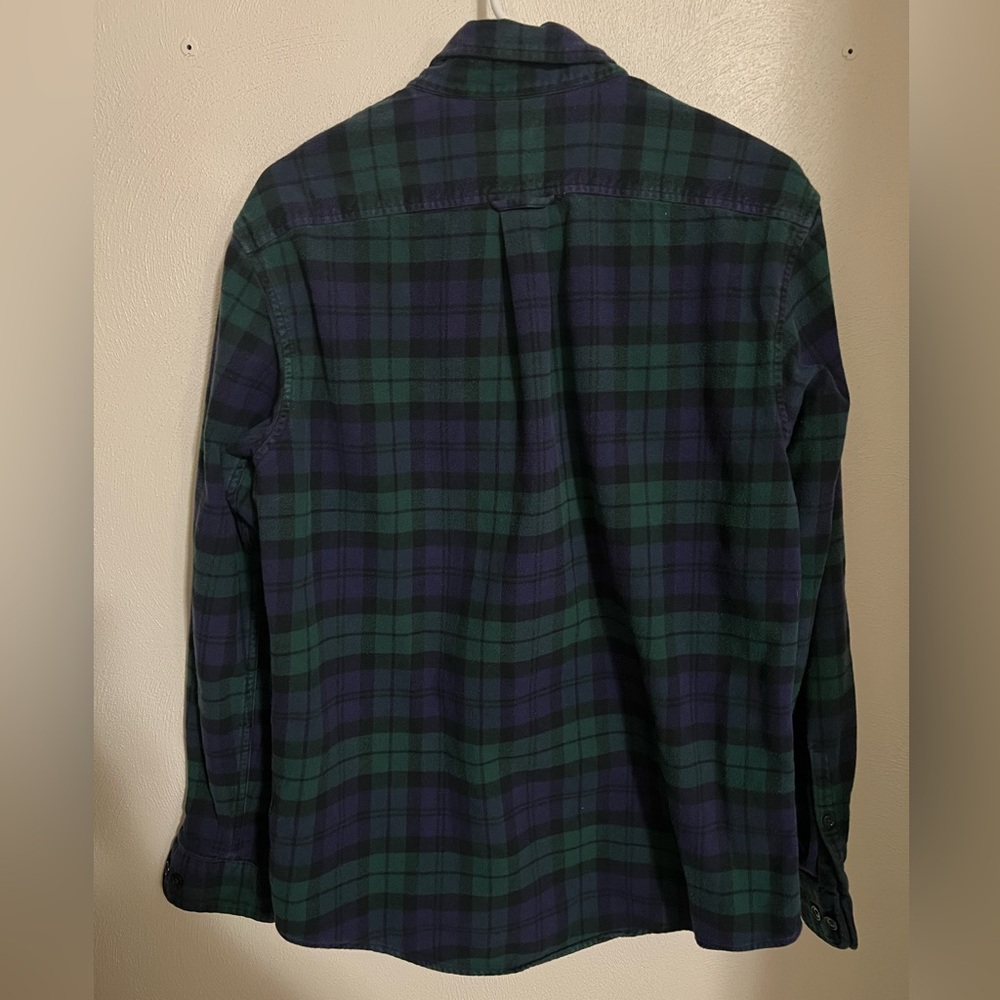 LAND'S END Classic Green and Navy Blue Plaid Button Down Men's Size M - Picture 4 of 4